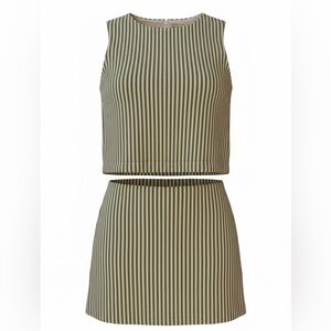Abercrombie & Fitch Green and White Striped Two-Piece Skirt Set